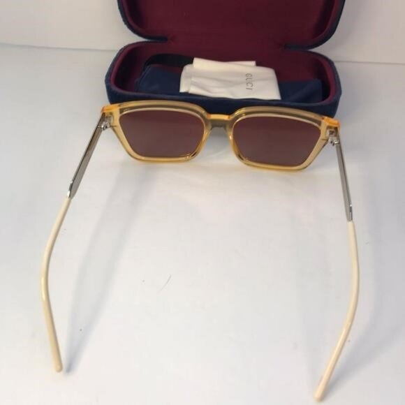 💯 - New  Authentic Gucci Orange Mirror Rectangular Men's Sunglasses GG0975S … - Picture 5 of 17